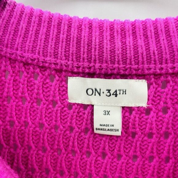 On 34th Womens Plus Size 3X Crewneck Cotton-Blend Open Knit Sweater $59 053 - Picture 7 of 8